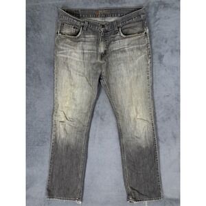 Bullhead‎ Jeans Mens 33x34 Black Light Wash Faded Denim Slim Straight Distressed